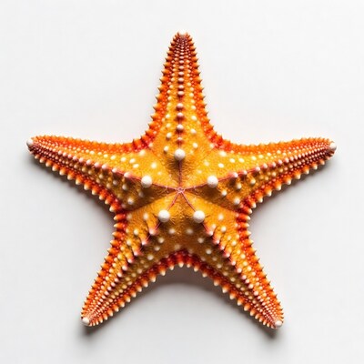 Orange starfish on white background