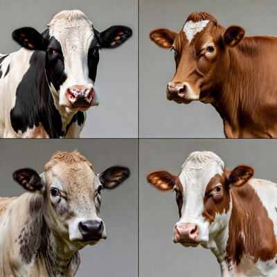 Four Colorful Cow Portraits