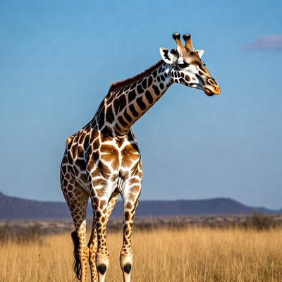 Giraffe standing in savanna grassland