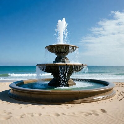 Fountain spraying water on beach