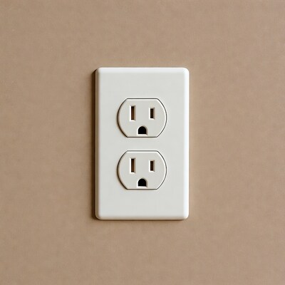 White electrical outlet on beige background