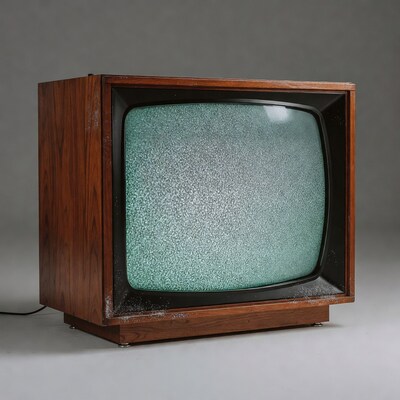Vintage Wooden TV with Static Screen