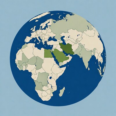 World Map Globe Highlighting Middle East