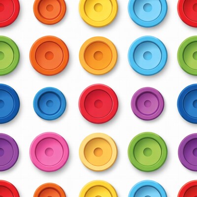 Colorful Buttons Pattern on White