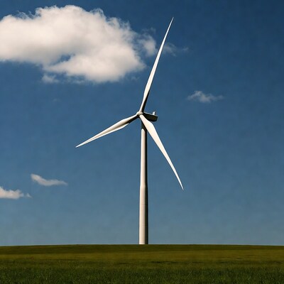 Wind turbine in green field