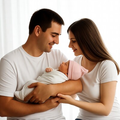 Parents holding newborn baby