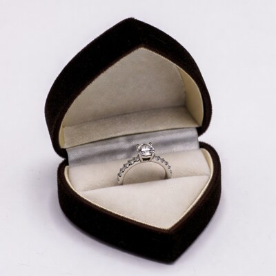 Diamond Engagement Ring in Open Velvet Box