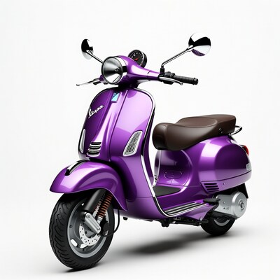 Purple Vespa Scooter on White Background