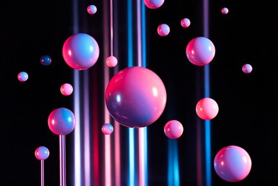 Floating Pink Blue Neon Spheres