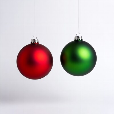 Red and Green Christmas Ornaments Hanging