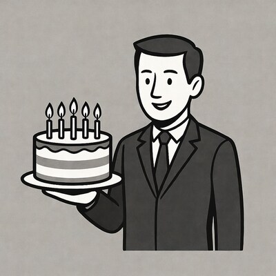 Man holding birthday cake