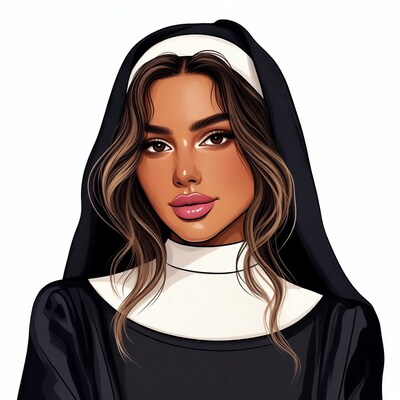 Beautiful woman in nun habit