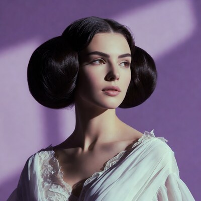 Woman with Princess Leia buns