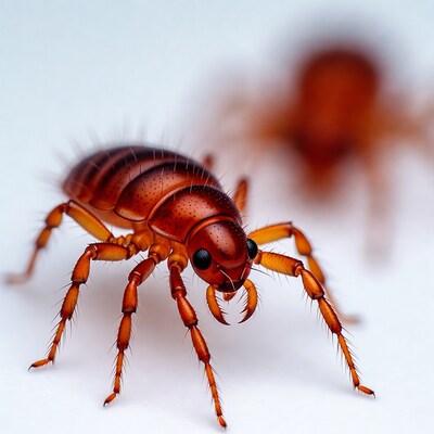 Red velvet mite on white background