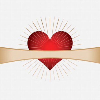 Radiant Red Heart with Ribbon Banner