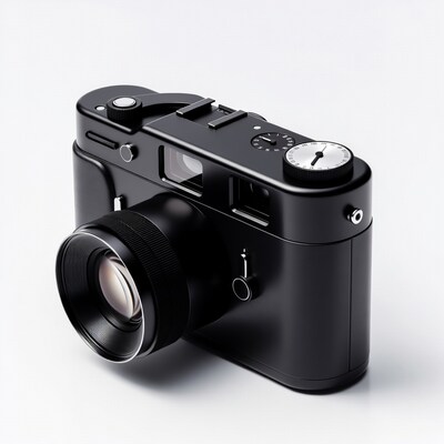 Black Rangefinder Camera Side View