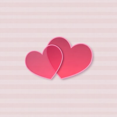Two Pink Hearts on Striped Background