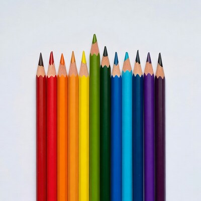 Rainbow Colored Pencils on White Background