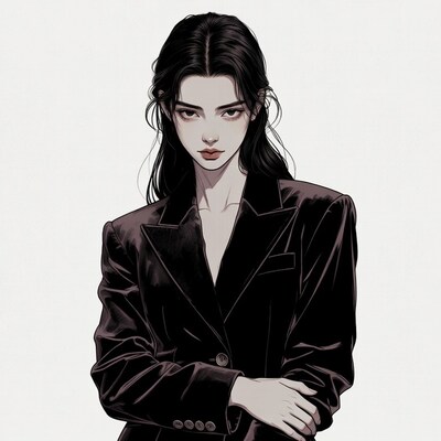 Asian woman in black blazer arms crossed