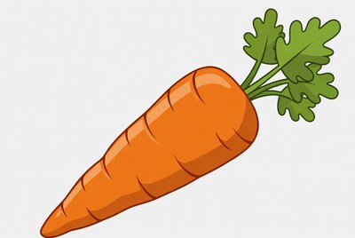 Cartoon carrot with green tops