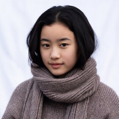 Asian girl in brown scarf