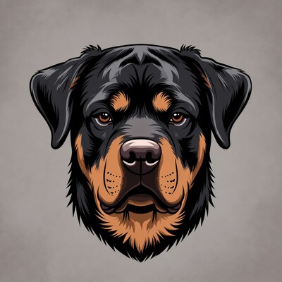 Rottweiler dog portrait illustration