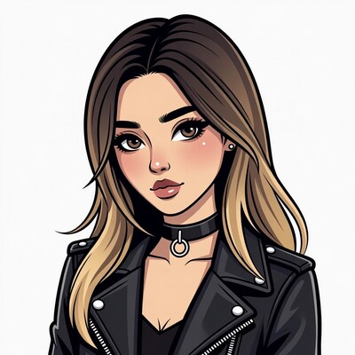 Woman in leather jacket and choker
