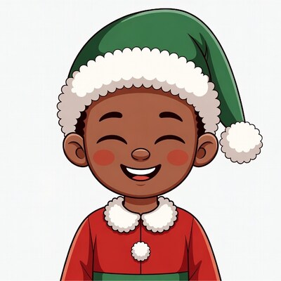 Smiling African-American boy elf illustration