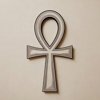 Ankh Symbol on Beige Background