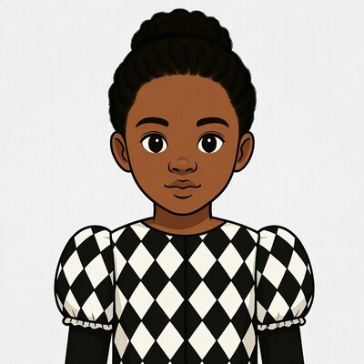 African-American girl in harlequin dress
