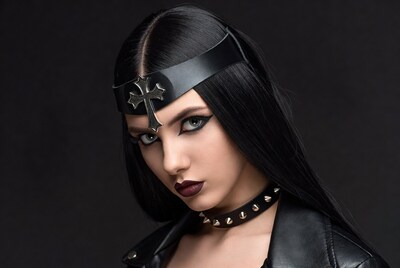 Gothic woman with cross headband