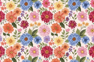 Colorful Daisy Flower Pattern Illustration