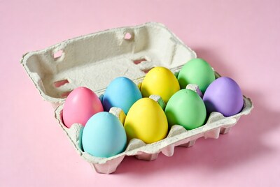 Colorful Easter Eggs in Open Carton