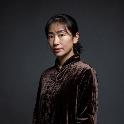 Asian woman in brown velvet qipao