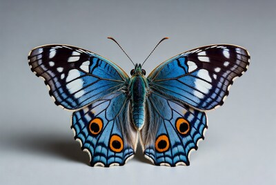 Blue Morpho Butterfly with Orange Spots