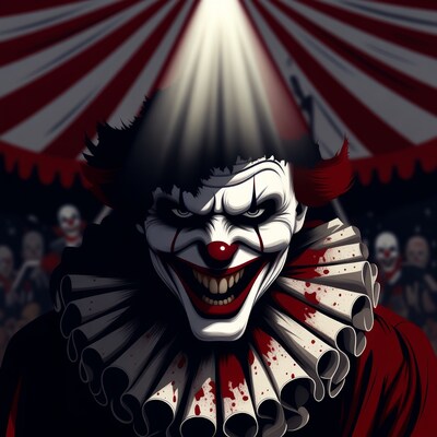 Evil Clown in Circus Tent Spotlight