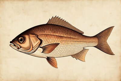Illustrated Bronze Sea Bream Fish