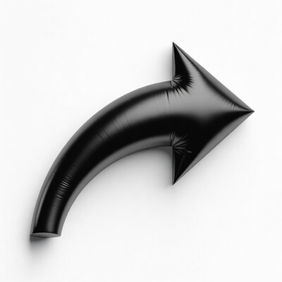 Curved Black Arrow on White