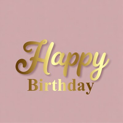 Gold Happy Birthday Text on Pink Background