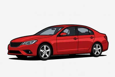 Red Sedan Car Illustration