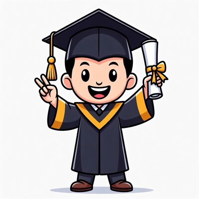 Cartoon boy graduate with diploma