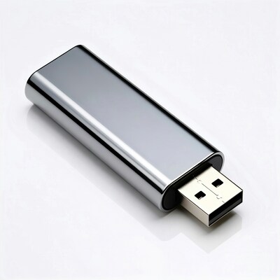 Silver USB flash drive isolated