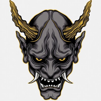 Hannya Demon Mask Illustration