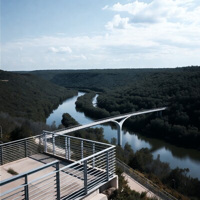 White Arch Bridge over River Canyon