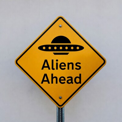 Aliens Ahead Warning Sign