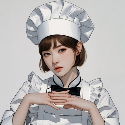 Asian woman in chef uniform