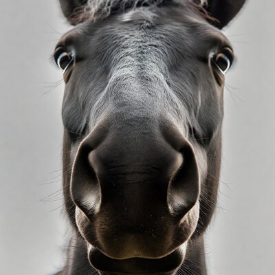 Close-up black horse face