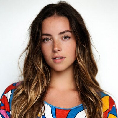 Young woman with freckles and wavy hair