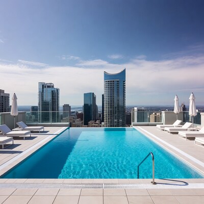 Infinity Pool Overlooking City Skyline