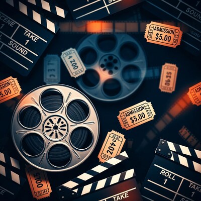 Movie Clapperboards Film Reels Tickets